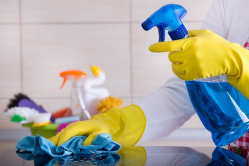 Professional office cleaning in a modern reception area