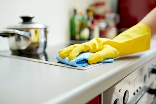 Move out cleaning checklist and supplies on a table