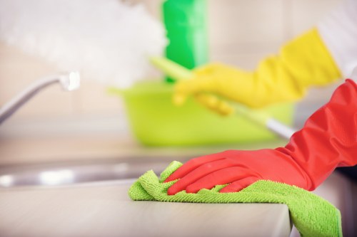 Bathroom sanitizing during move in cleaning service